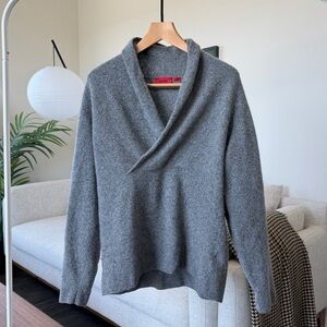HUGO Hugo Boss Grey Shawl Collar Wrap Sweater